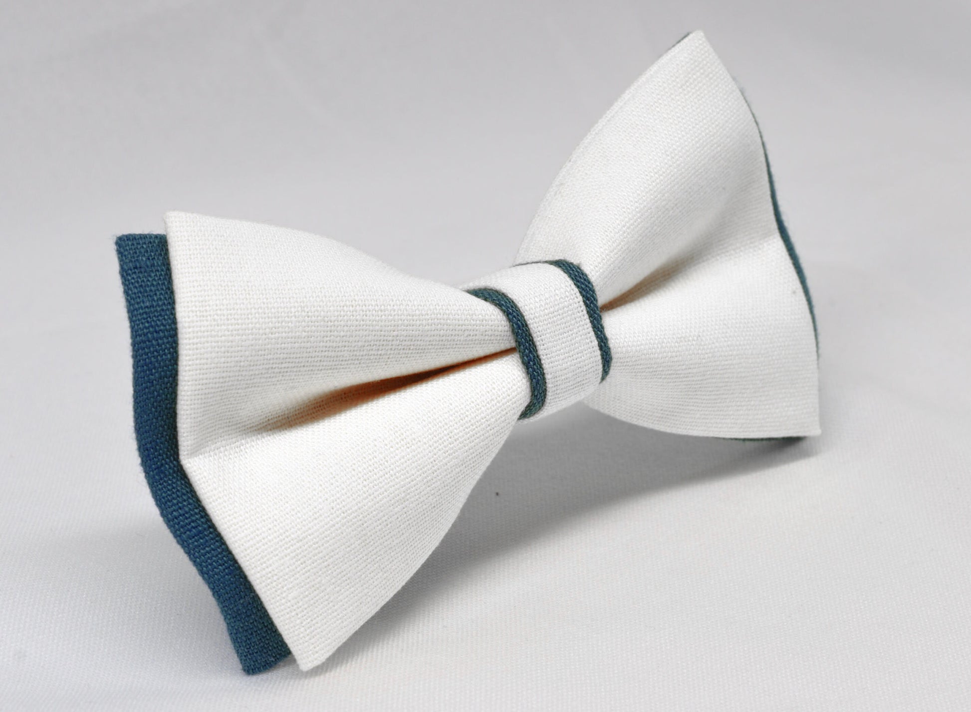 Navy Blue and White Linen Cotton Pre tied Bow tie Bowtie for Men Adult / Youth Teenage / Boy Kids / Baby Infant