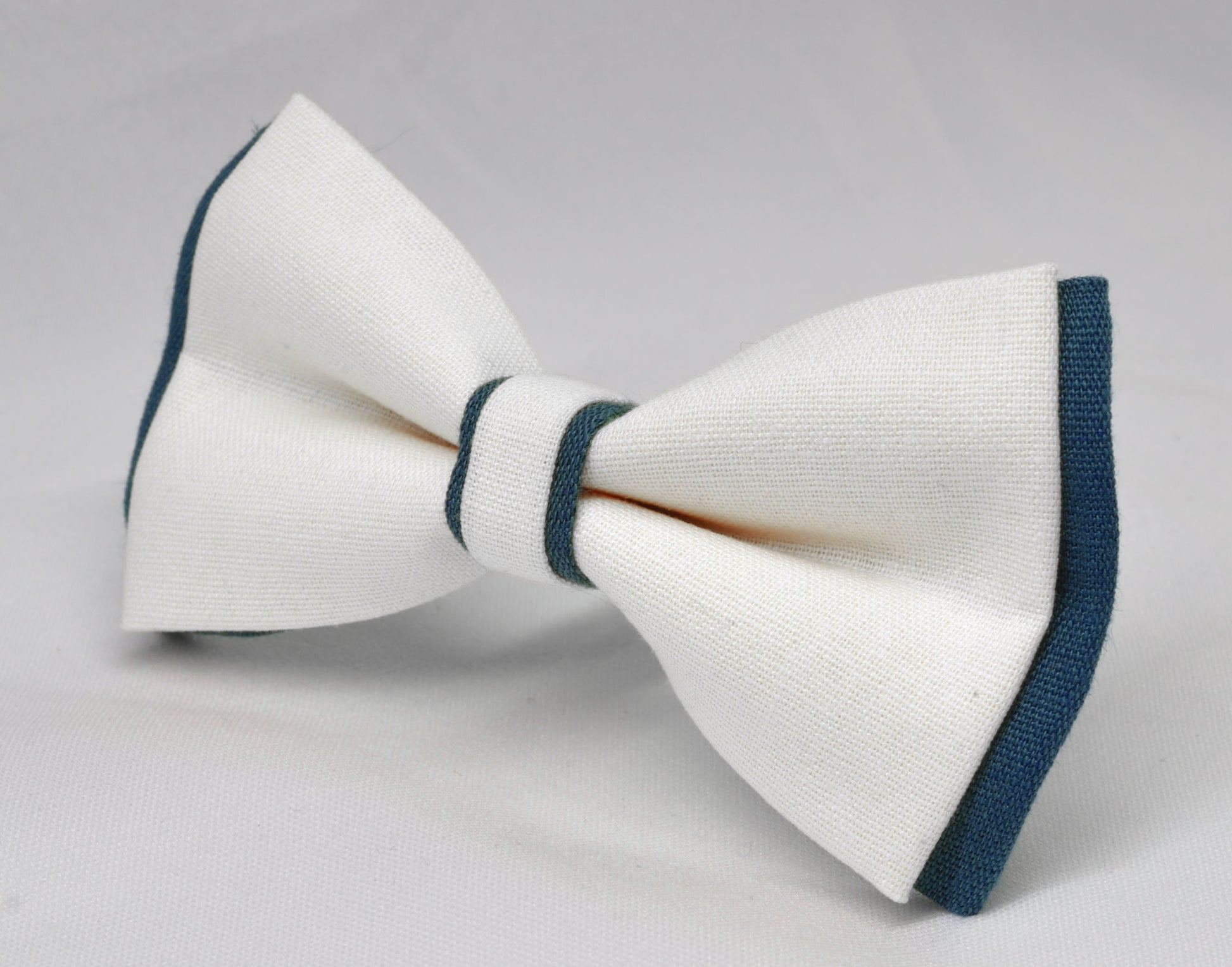 Navy Blue and White Linen Cotton Pre tied Bow tie Bowtie for Men Adult / Youth Teenage / Boy Kids / Baby Infant