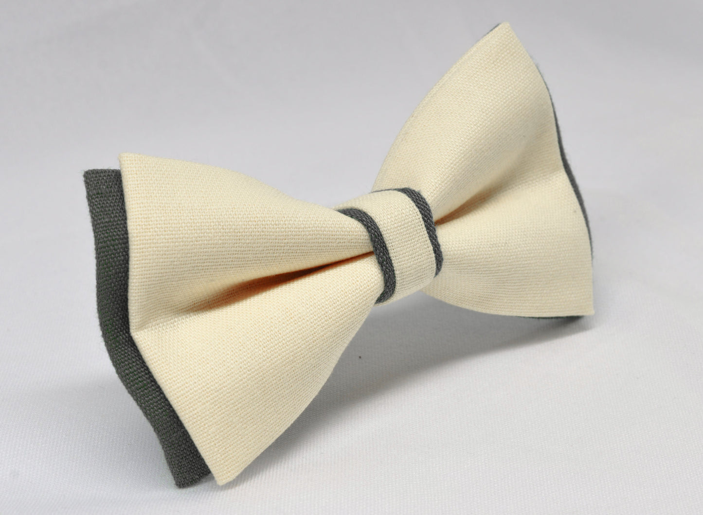 Olive Green Army Green and Ivory off White Linen Cotton Pre tied Bow tie Bowtie for Men Adult / Youth Teenage / Boy Kids / Baby Infant