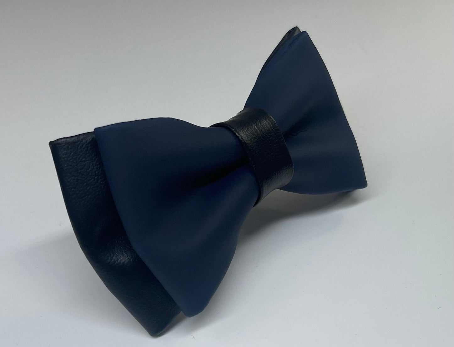 Black and Navy Blue Faux Leather PVC Pre tied Bow tie Bow tie for infant baby toddler / Boy Kids / Youth Teenage / Men