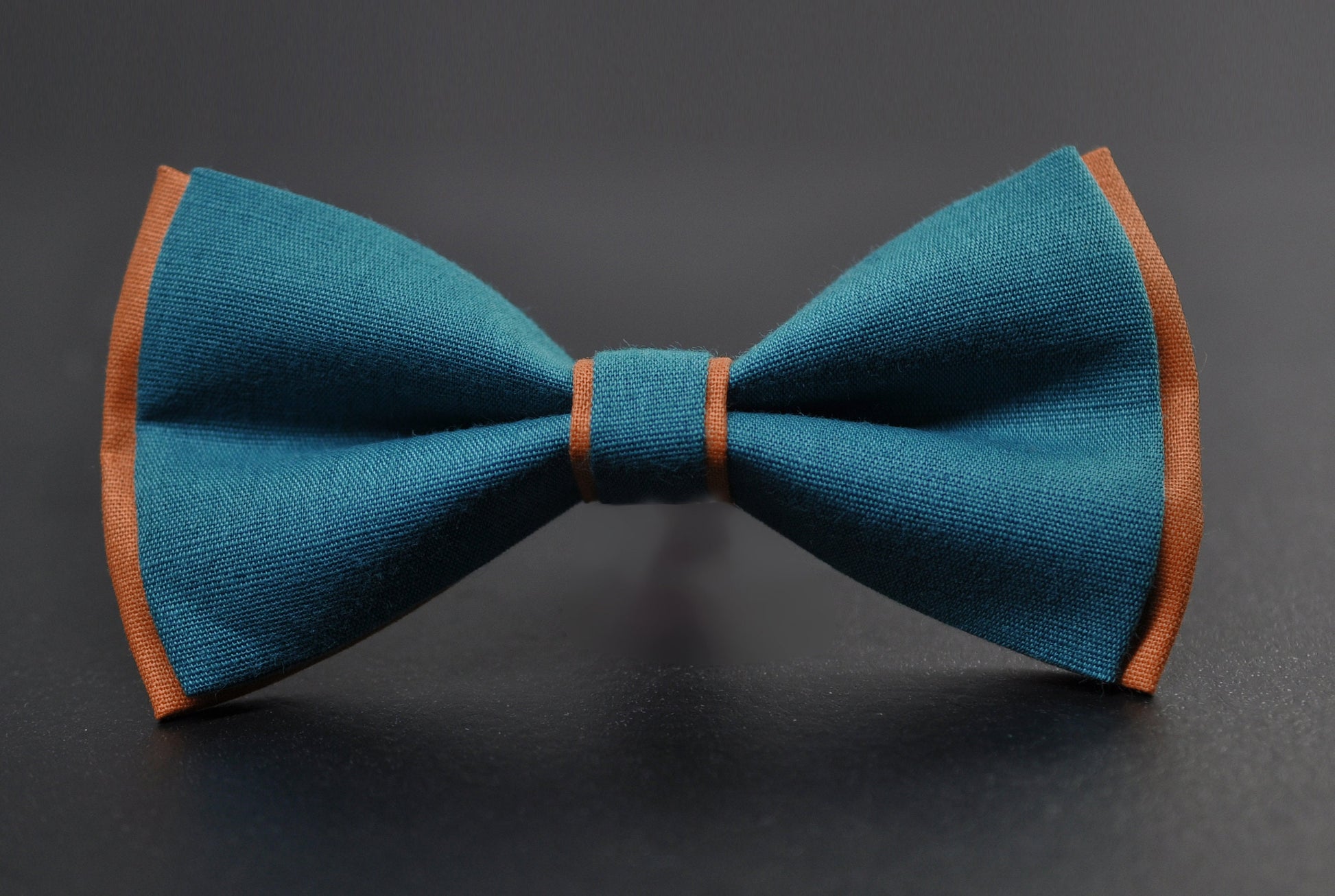 Teal Blue and Tan Brown Linen Cotton Bow tie Bowtie + Tan Elastic Suspenders Braces for Men / Youth Teenage/ Boys Kids / Baby Infant Toddler