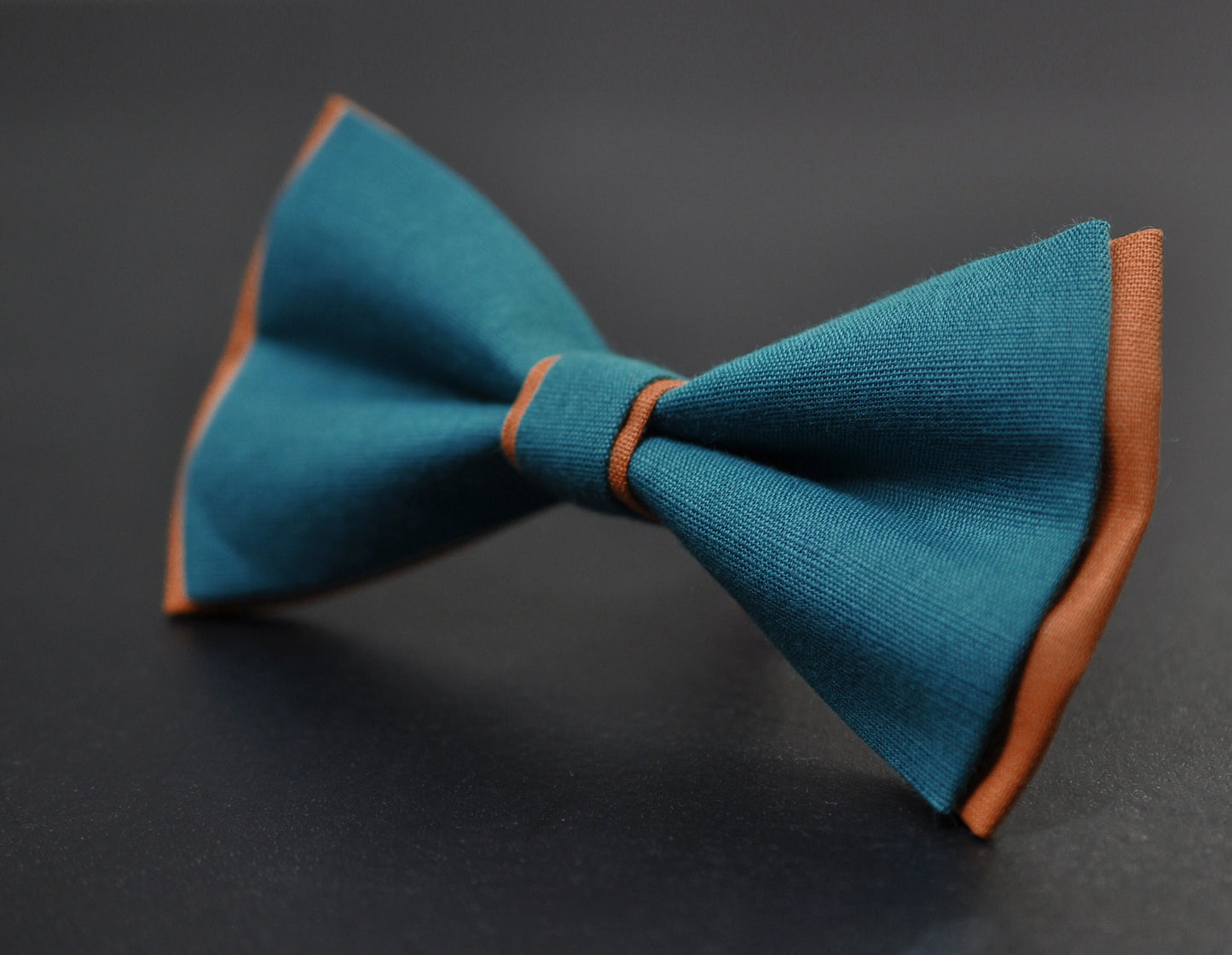 Teal Blue and Tan Brown Linen Cotton Bow tie Bowtie + Tan Elastic Suspenders Braces for Men / Youth Teenage/ Boys Kids / Baby Infant Toddler