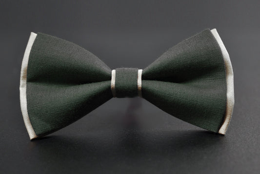 White and Olive Green Army Green Linen Cotton Bow tie Bowtie Men Adult / Youth Teenage / Boy Kids / Baby Infant