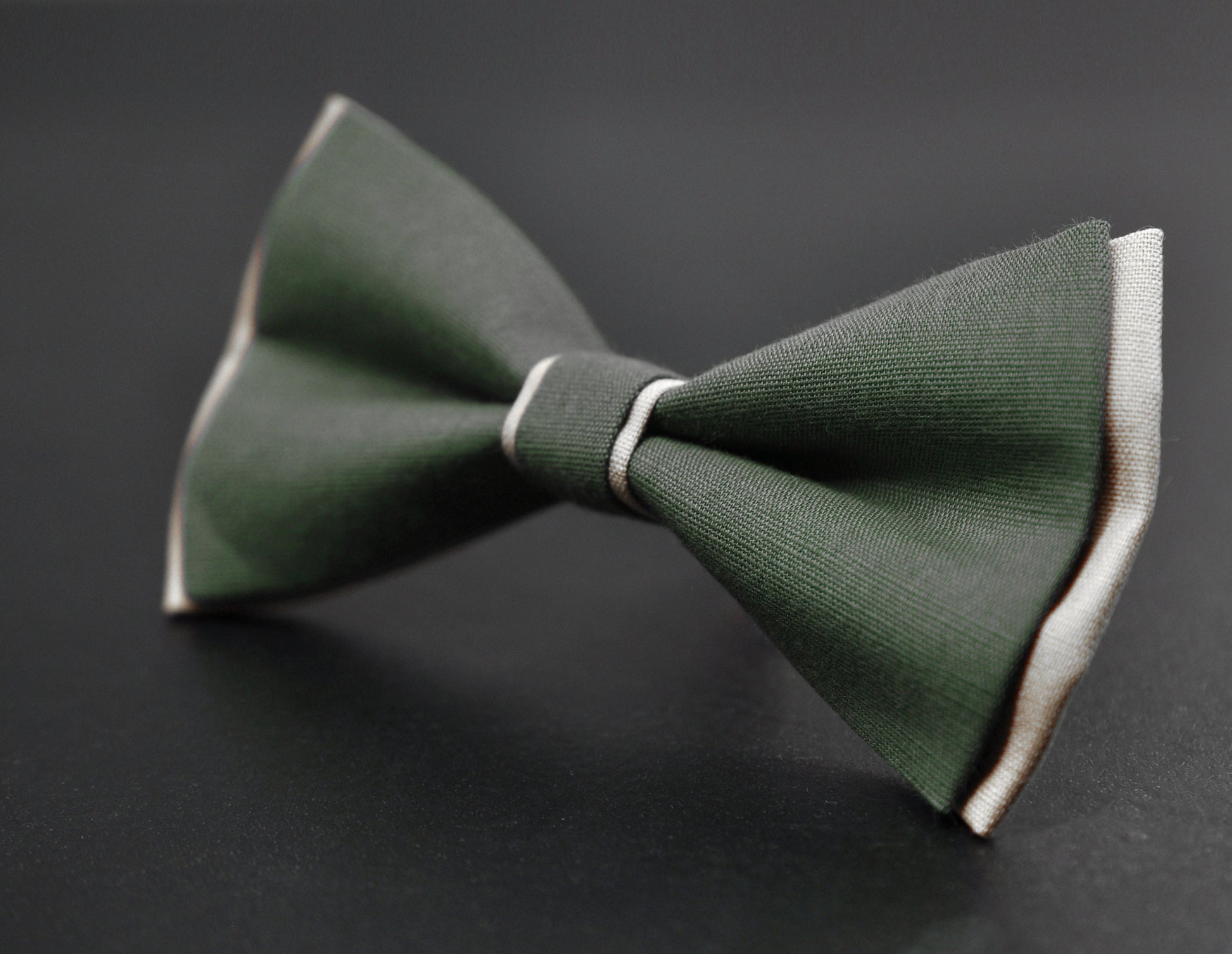 White and Olive Green Army Green Linen Cotton Bow tie Bowtie Men Adult / Youth Teenage / Boy Kids / Baby Infant