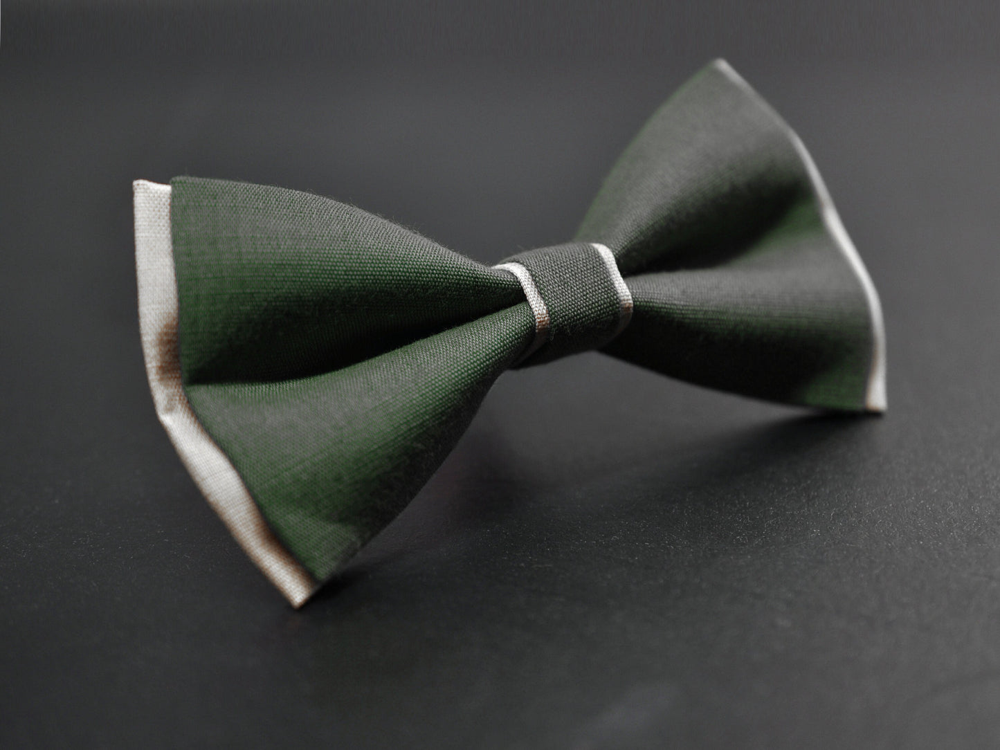 White and Olive Green Army Green Linen Cotton Bow tie Bowtie Men Adult / Youth Teenage / Boy Kids / Baby Infant