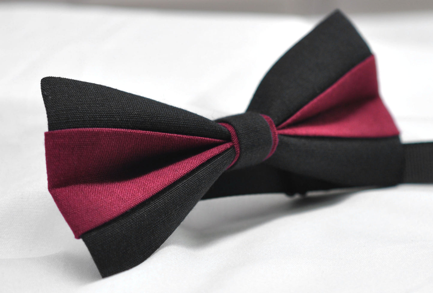 Burgundy Wine Red and Black Linen Cotton Pre tied Bow tie Bowtie for Men Adult / Youth Teenage / Boy Kids / Baby Infant