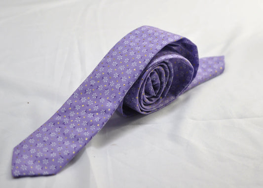Men Women Lilac Purple Floral Dots Handmade Skinny 100% Cotton Necktie Neck Tie for Wedding Party Prom