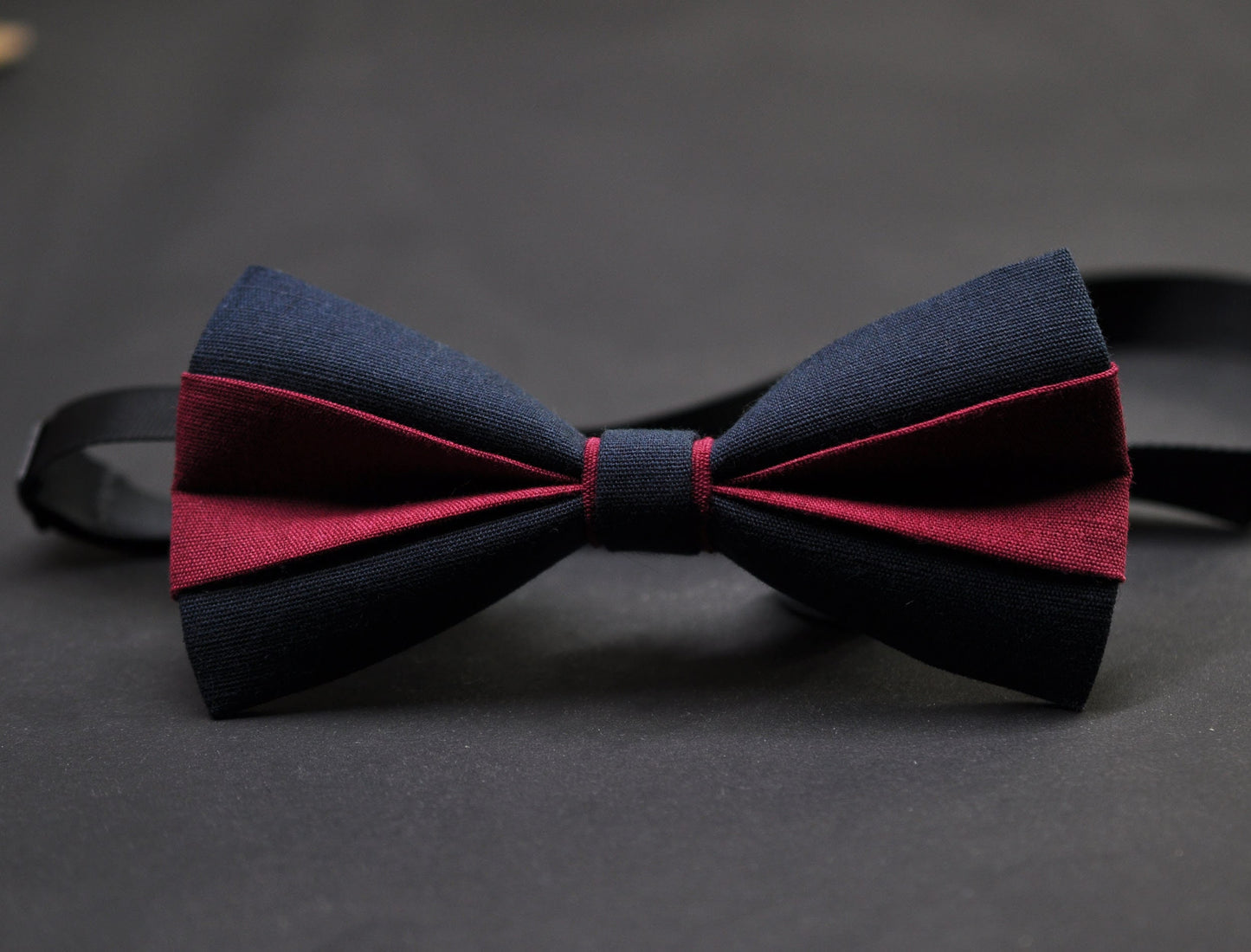 Dark Navy Blue and Wine Red Burgundy Linen Bow tie Bowtie + Wine Red Suspenders Braces for Men / Youth/ Boys Kids / Baby Infant Toddler