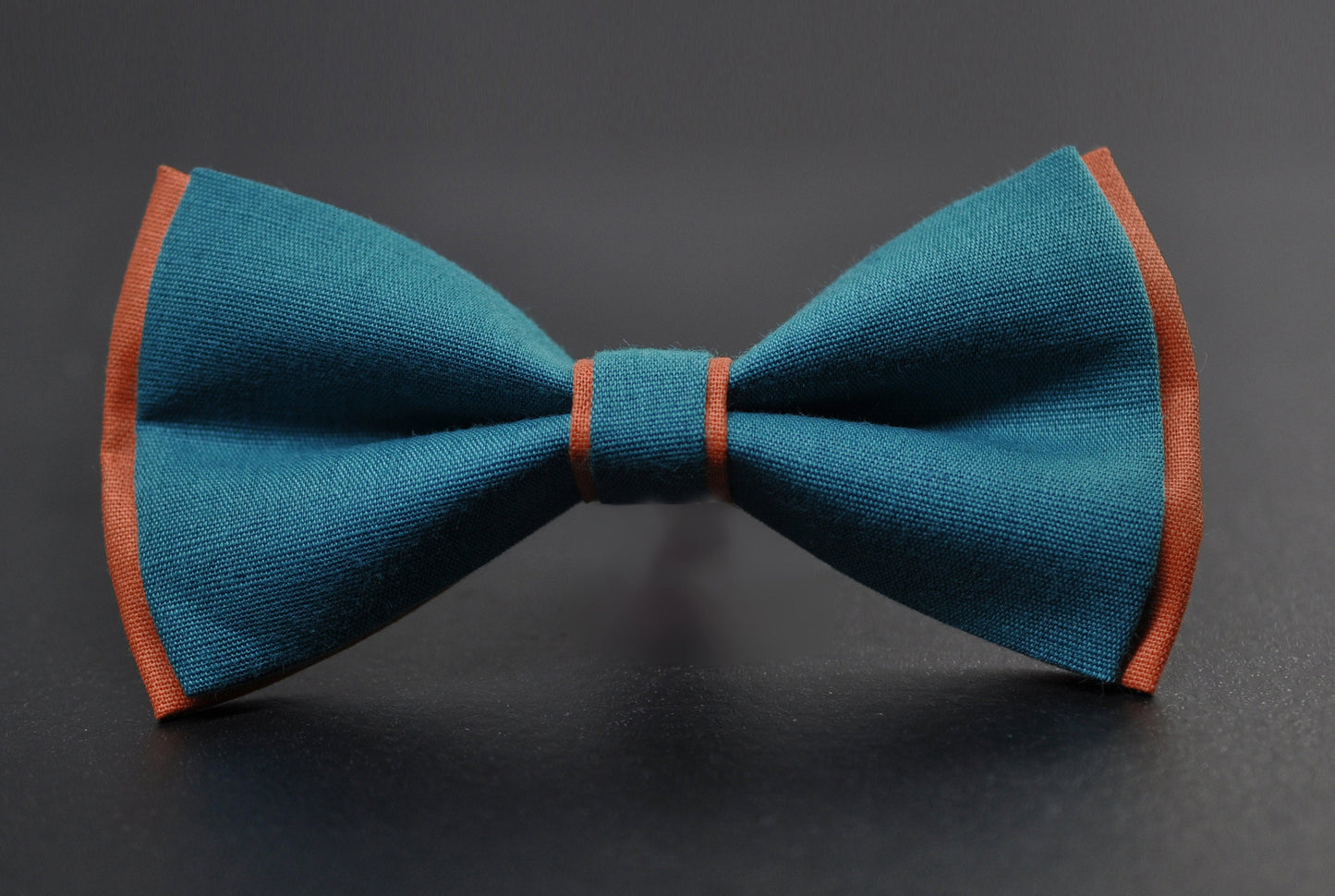 Teal Blue and Rust Terracotta Linen Cotton Bow tie Bowtie + Rust Elastic Suspenders Braces for Men / Youth / Boys Kids / Baby Infant Toddler