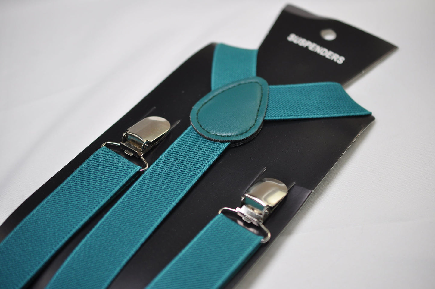 Turquoise Teal Blue 25MM Elastic Y-Back Suspenders Braces Silver Metal Clips for Men Adult / Youth Teenage / Kids Boy /Toddler Baby Infant