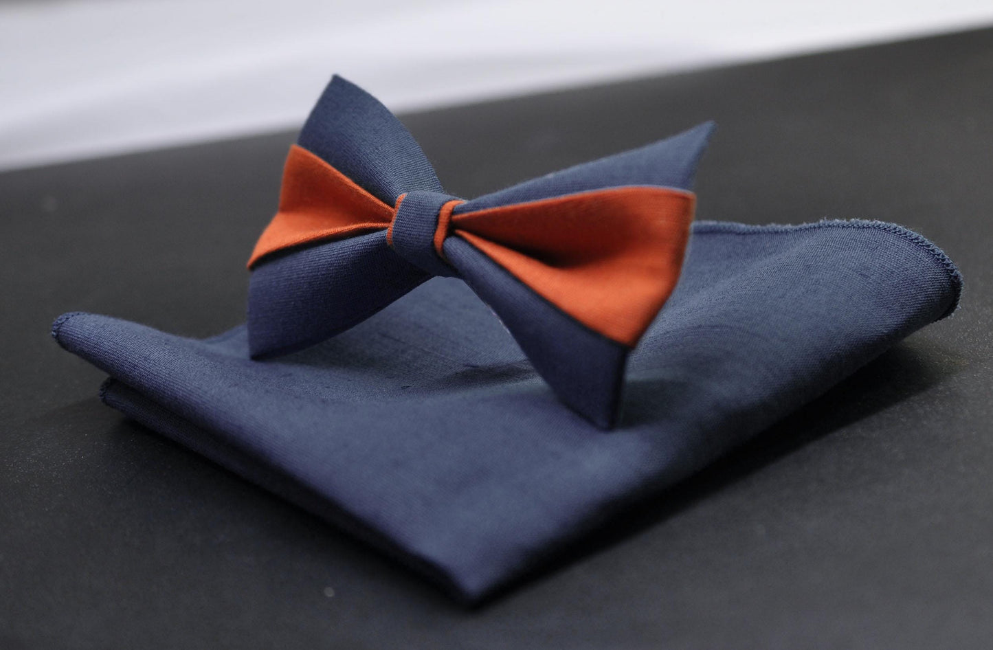 Burnt Orange and Navy Blue Bow tie Bowtie+ Navy Blue Suspenders Braces + Pocket Squares for Men / Youth/ Boys Kids / Baby Infant Toddler