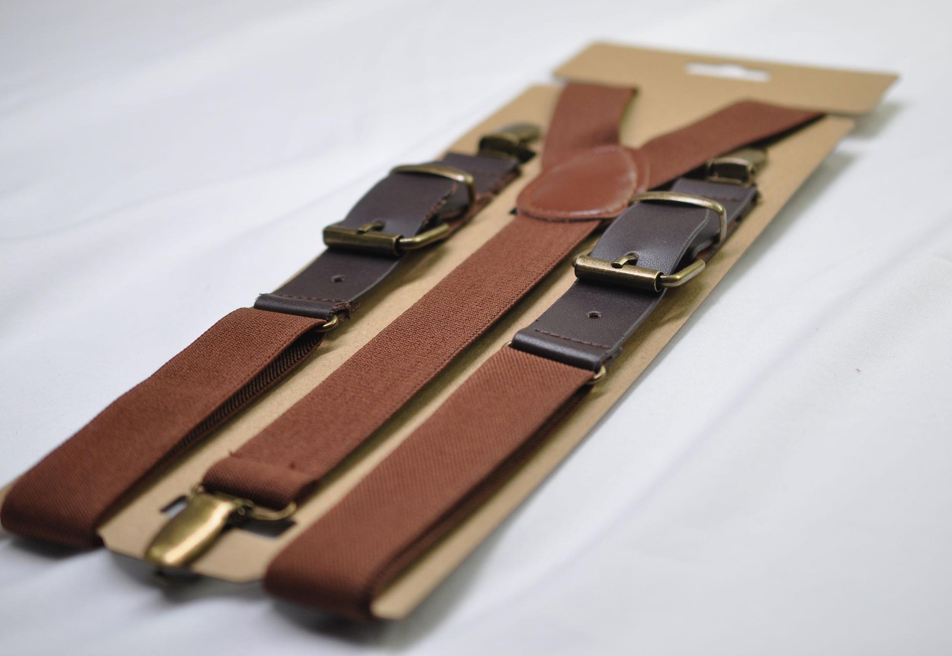 Brown and Coffee Faux Leather Adjustabale Suspenders Braces for Men Adult / Youth Teenage / Boy Kids / Infant Toddler Baby