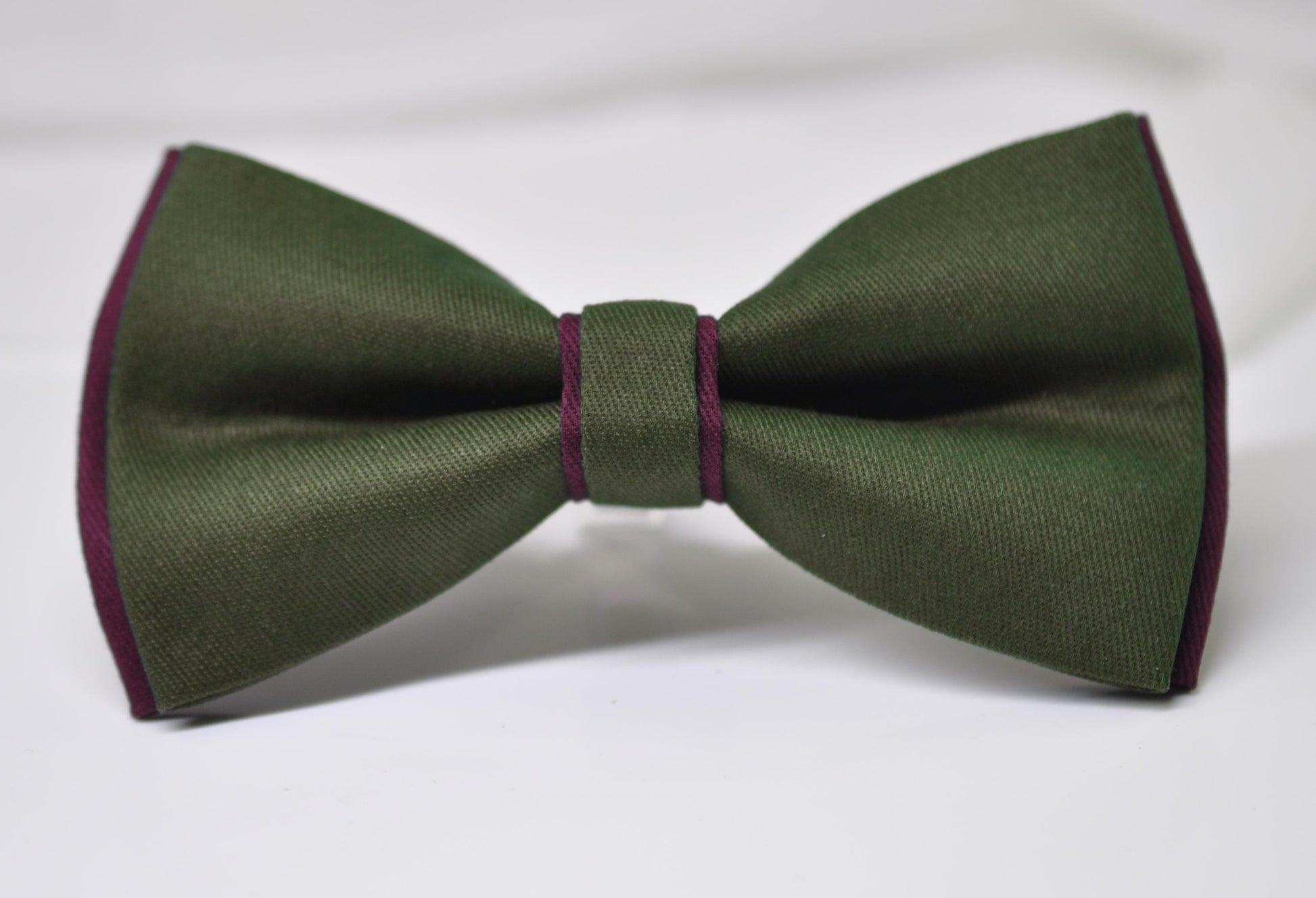 Dark Olive Army Green and Burgundy Wine Red Cotton Pre tied Bow tie Bowtie for Men Adult / Youth Teenage / Boy Kids / Baby Infant
