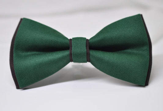 Dark Emerald Green and Black Cotton Pre tied Bow tie Bowtie for Men Adult / Youth Teenage / Boy Kids / Baby Infant