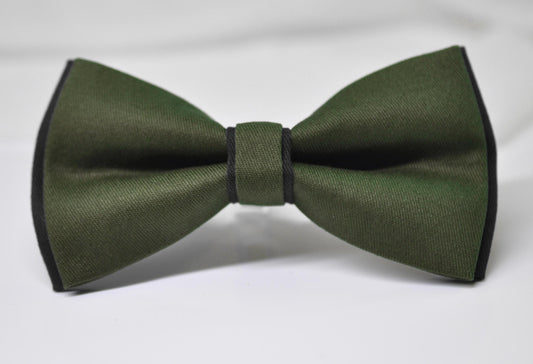 Dark Olive Army Green and Black Cotton Pre tied Bow tie Bowtie for Men Adult / Youth Teenage / Boy Kids / Baby Infant