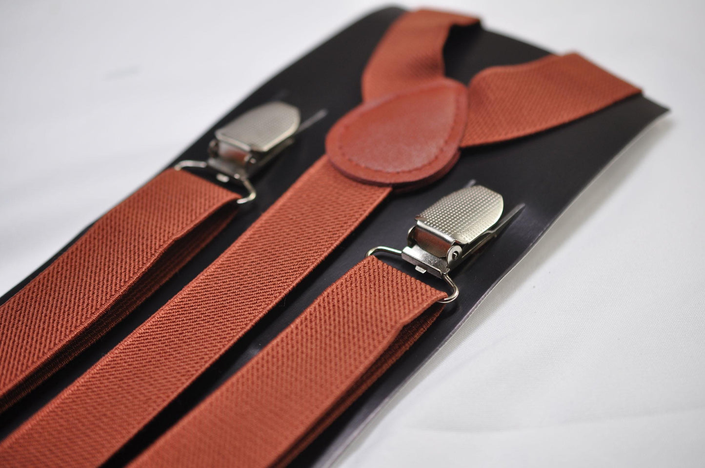 Rust Terracotta Brown Black Cotton Bow tie Bowtie + Rust Suspenders Braces Men / Youth / Boys Kids / Baby Infant Toddler