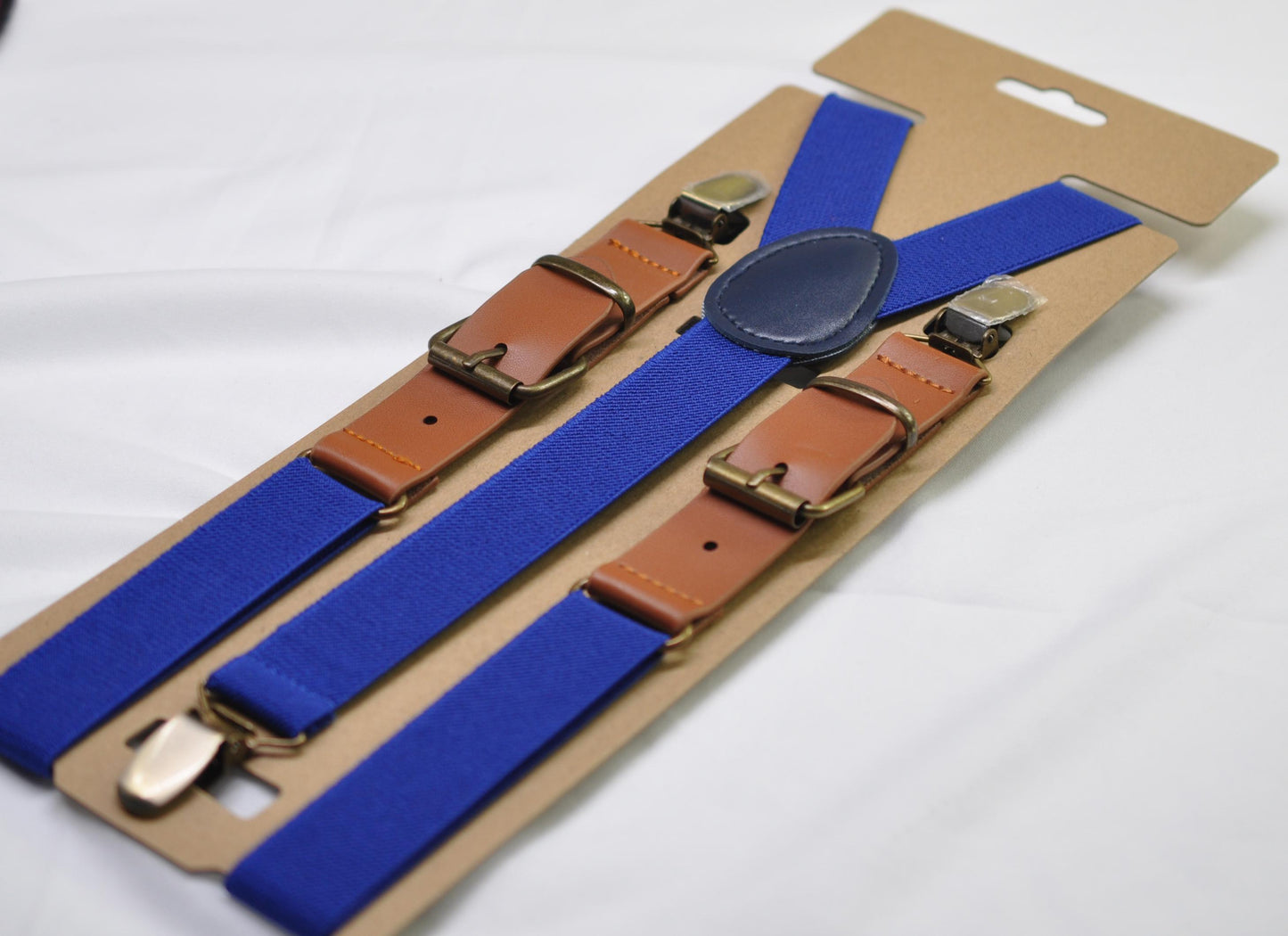 Royal Blue Indigo Elastic Suspenders Braces + Matched Bowtie Bow Ties For Baby infant / Kids Page Boy Toddler / Youth Teenage / Adult