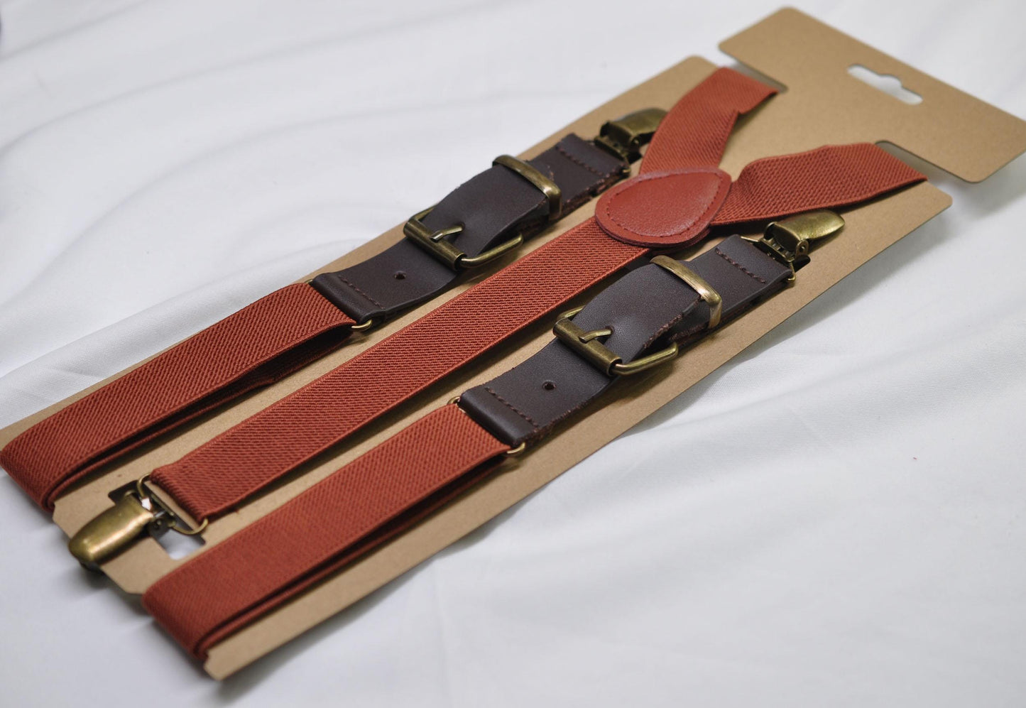 Rust Terracotta and Brown Coffee Leather Adjustabale Suspenders Braces for Men Adult / Youth Teenage / Boy Kids / Infant Toddler Baby