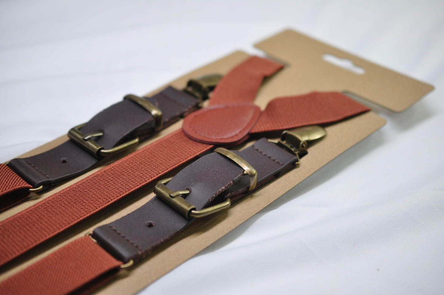 Rust Terracotta and Brown Coffee Leather Adjustabale Suspenders Braces for Men Adult / Youth Teenage / Boy Kids / Infant Toddler Baby