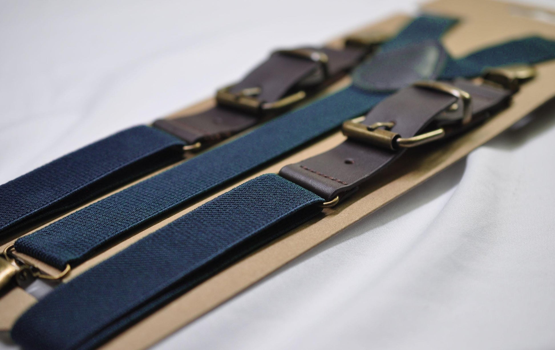 Navy Blue and Coffee Faux Leather Adjustabale Suspenders Braces for Men Adult / Youth Teenage / Boy Kids / Infant Toddler Baby