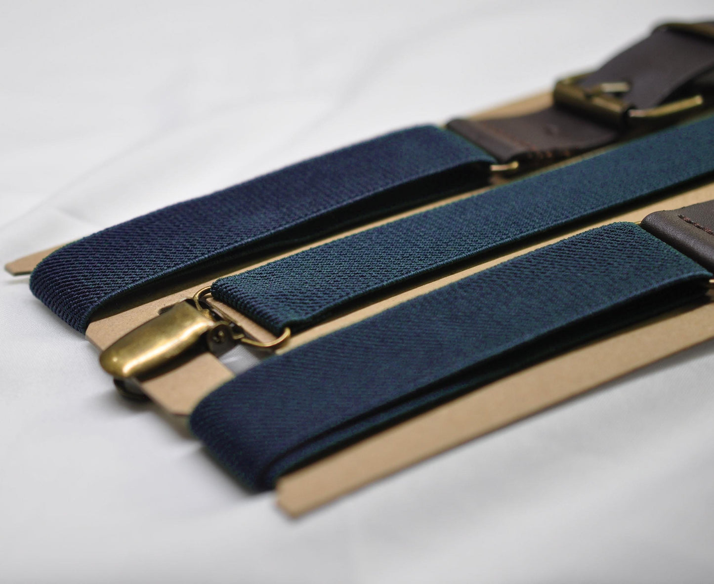Navy Blue and Coffee Faux Leather Adjustabale Suspenders Braces for Men Adult / Youth Teenage / Boy Kids / Infant Toddler Baby