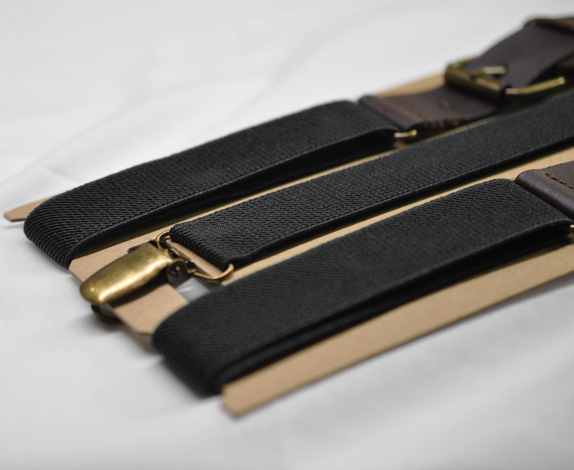 Black and Coffee Faux Leather Adjustable Suspenders Braces for Men Adult / Youth Teenage / Boy Kids / Infant Toddler Baby