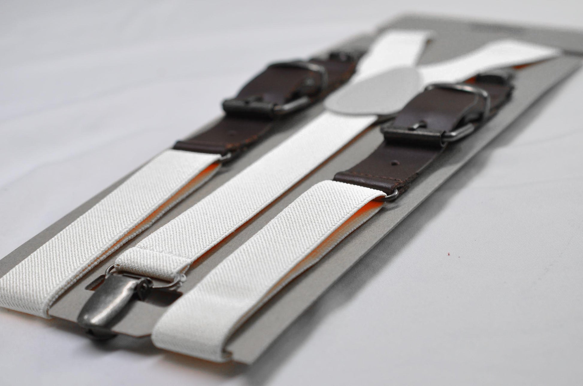 White and Coffee Faux Leather Adjustable Suspenders Braces for Men Adult / Youth Teenage / Boy Kids / Infant Toddler Baby