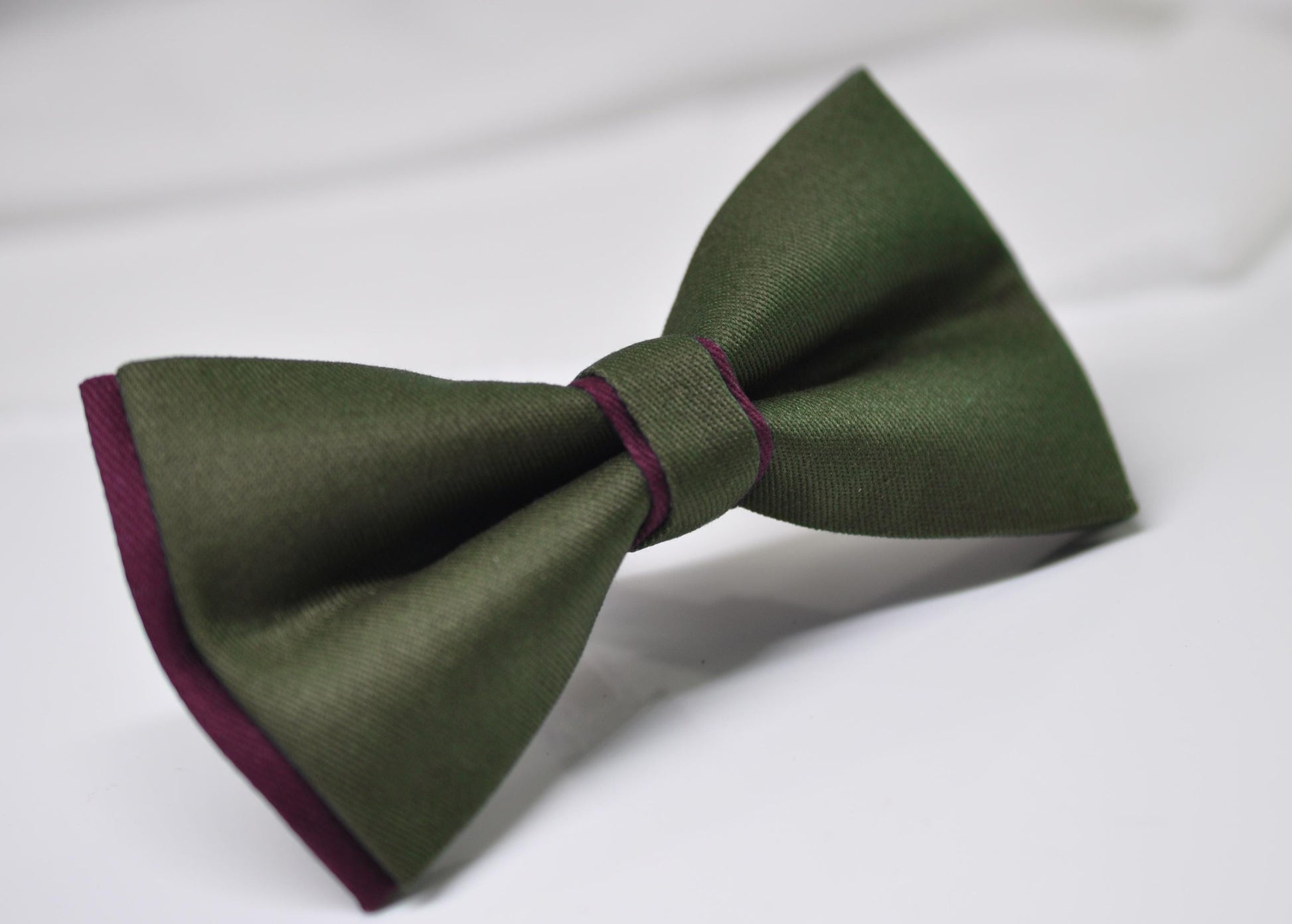 Dark Olive Army Green and Burgundy Wine Red Cotton Pre tied Bow tie Bowtie for Men Adult / Youth Teenage / Boy Kids / Baby Infant