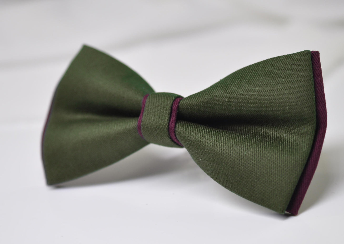 Dark Olive Army Green and Burgundy Wine Red Cotton Pre tied Bow tie Bowtie for Men Adult / Youth Teenage / Boy Kids / Baby Infant