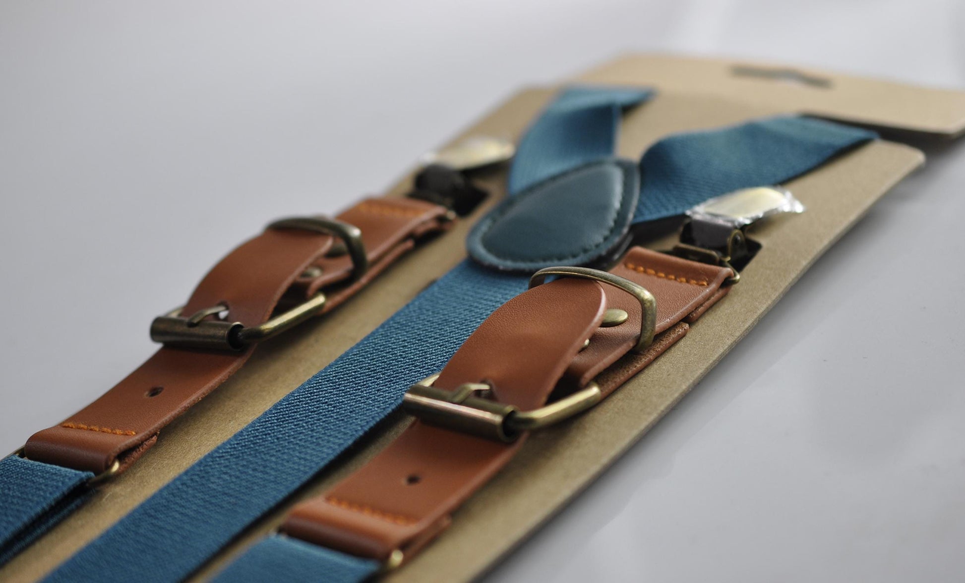 Teal Blue and Rust Terracotta Linen Cotton Bow tie Bowtie + Teal Elastic Suspenders Braces for Men / Youth / Boys Kids / Baby Infant Toddler