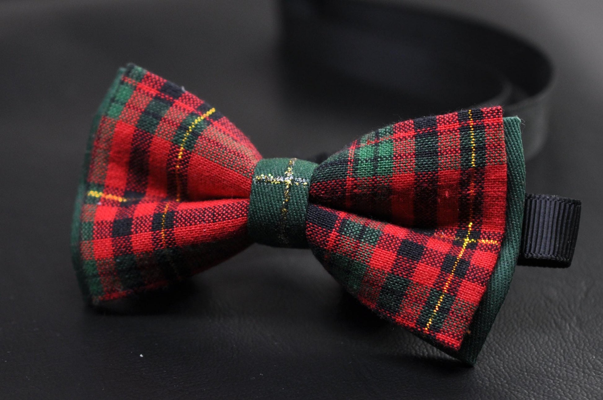 Red Green Gold Tartan Xmas Christmas Cotton Pretied Bow tie Bowtie for Men Adult / Youth Teenage / Boy Kids / Toddler Baby Infant