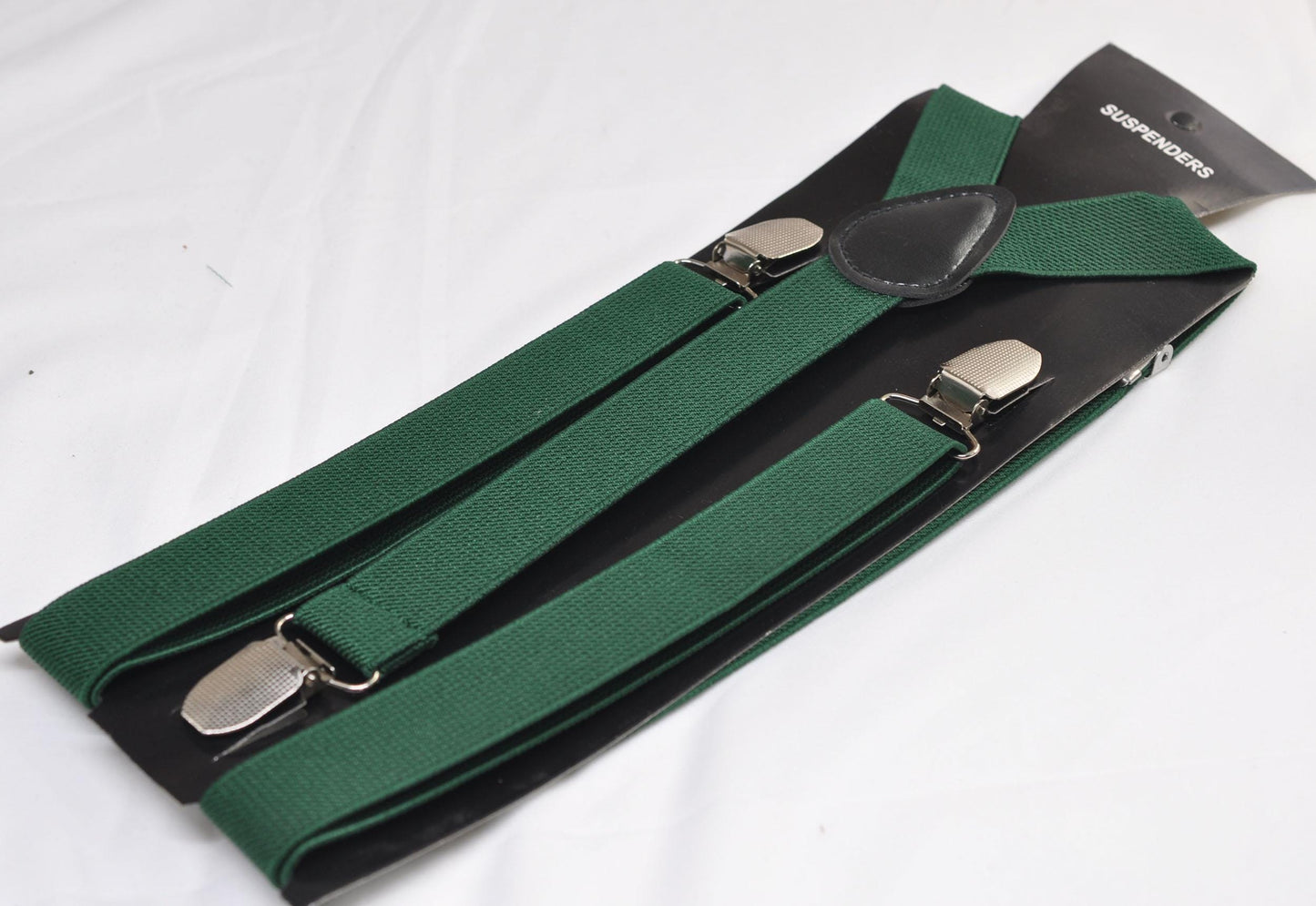 Emerald Green Bottle Green 25MM Elastic Y-Back Suspenders Braces Quality Silver Clips Men Adult / Youth / Kids Boy /Toddler Baby Infant
