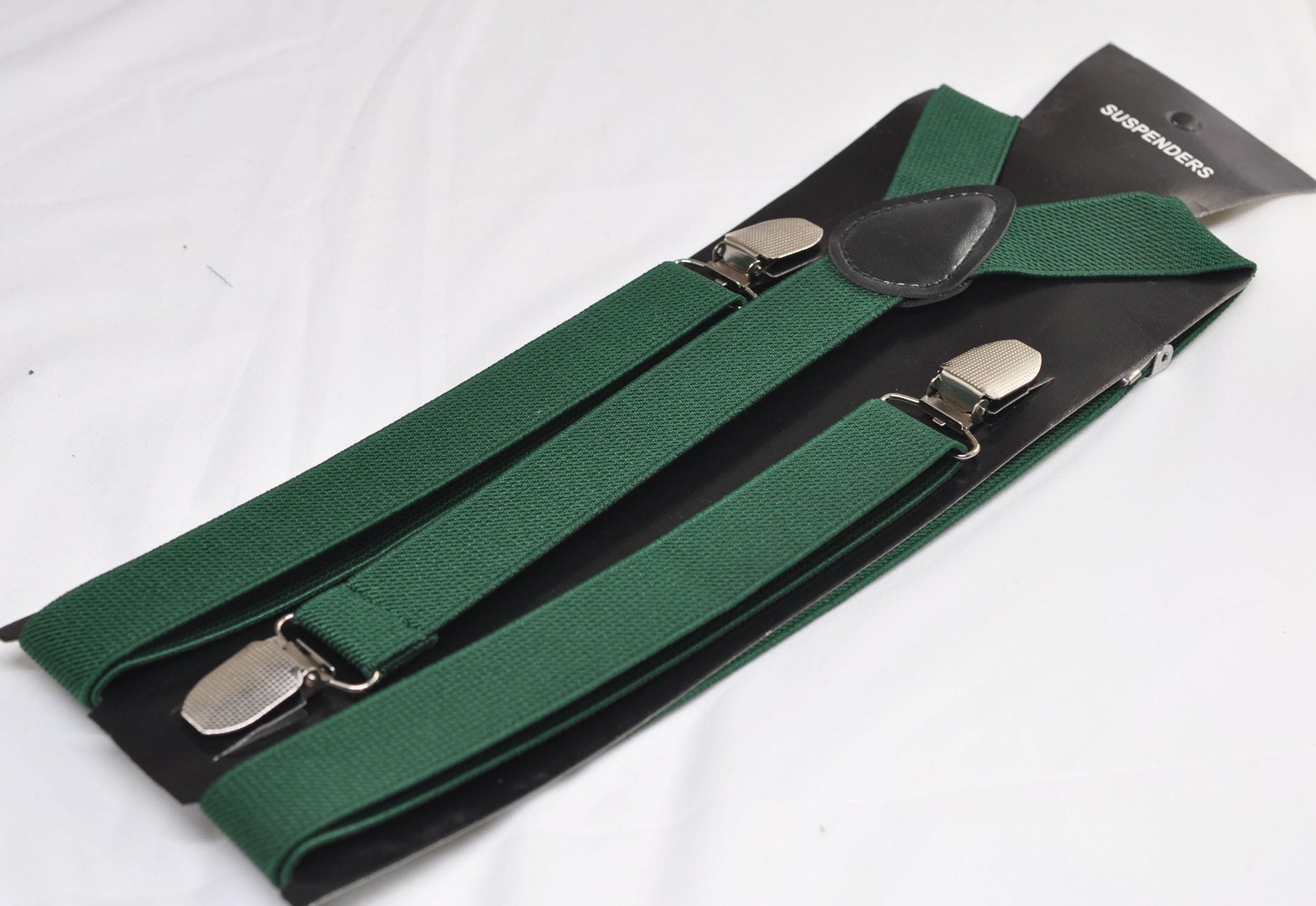 Emerald Green Bottle Green 25MM Elastic Y-Back Suspenders Braces Quality Silver Clips Men Adult / Youth / Kids Boy /Toddler Baby Infant