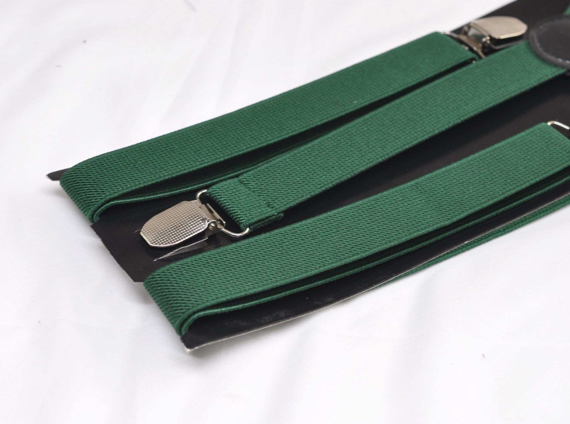 Emerald Green Bottle Green 25MM Elastic Y-Back Suspenders Braces Quality Silver Clips Men Adult / Youth / Kids Boy /Toddler Baby Infant