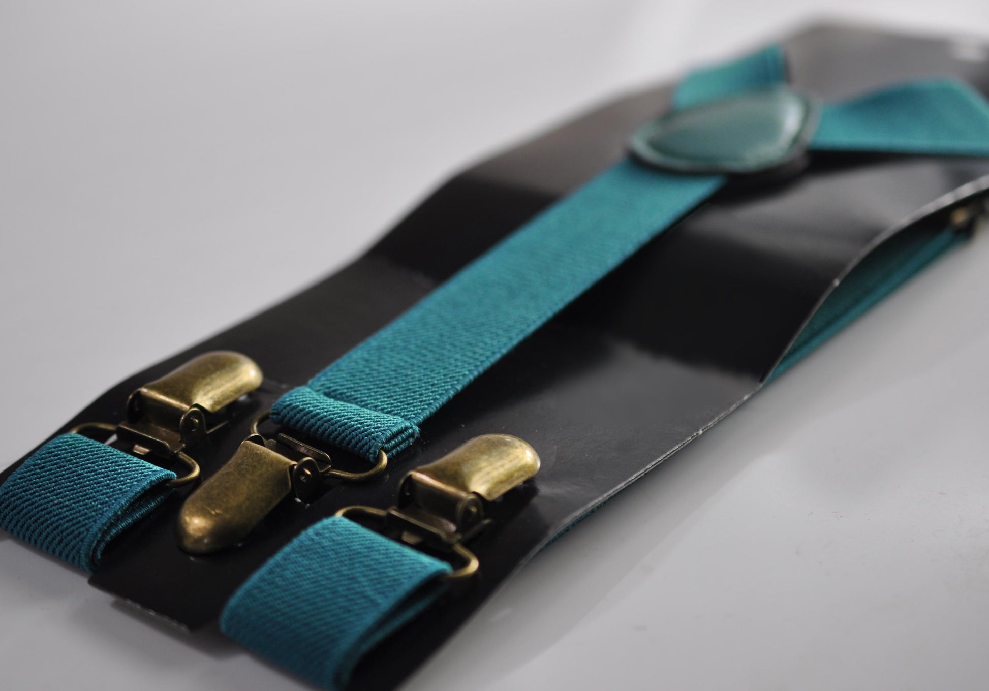 Teal Blue and Rust Terracotta Linen Cotton Bow tie Bowtie + Teal Elastic Suspenders Braces for Men / Youth / Boys Kids / Baby Infant Toddler