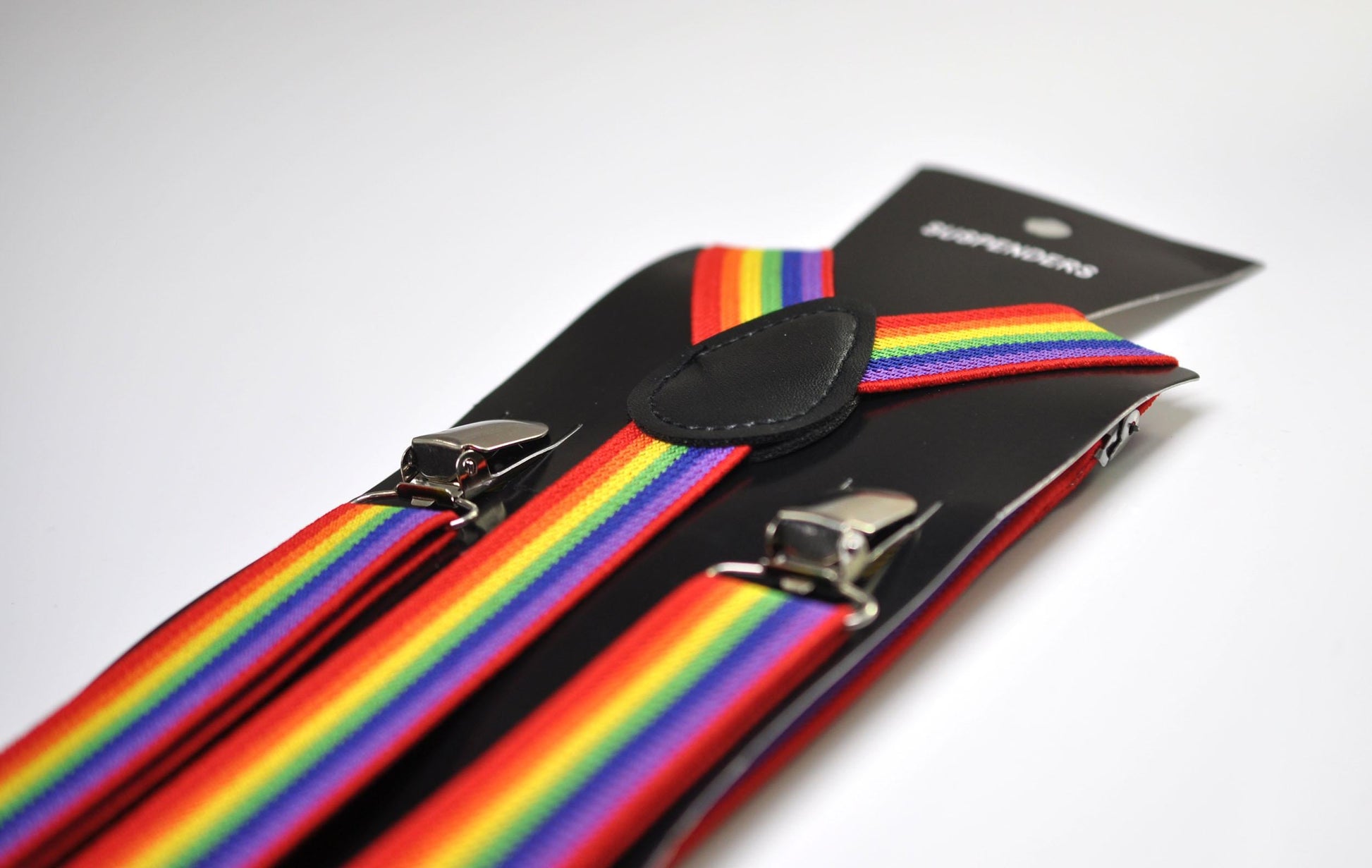 Rainbow 25MM Elastic Y-Back Suspenders Braces Silver Metal Clips for Men Adult / Youth Teenage / Kids Boy /Toddler Baby Infant