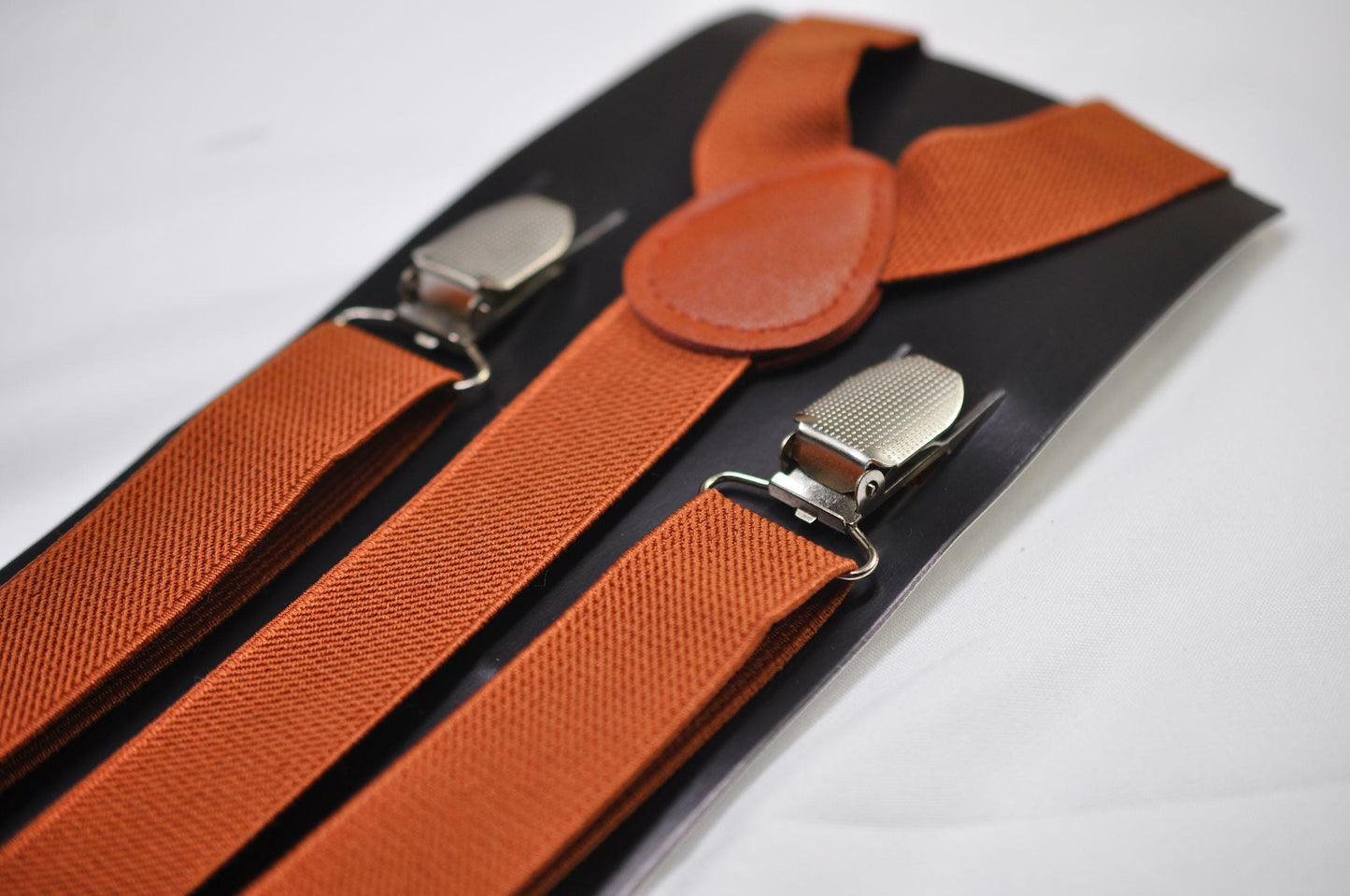 Burnt Orange 25MM Elastic Y-Back Suspenders Braces Quality Silver Clips Men Adult / Youth Teenage/ Kids Boy /Toddler Baby Infant