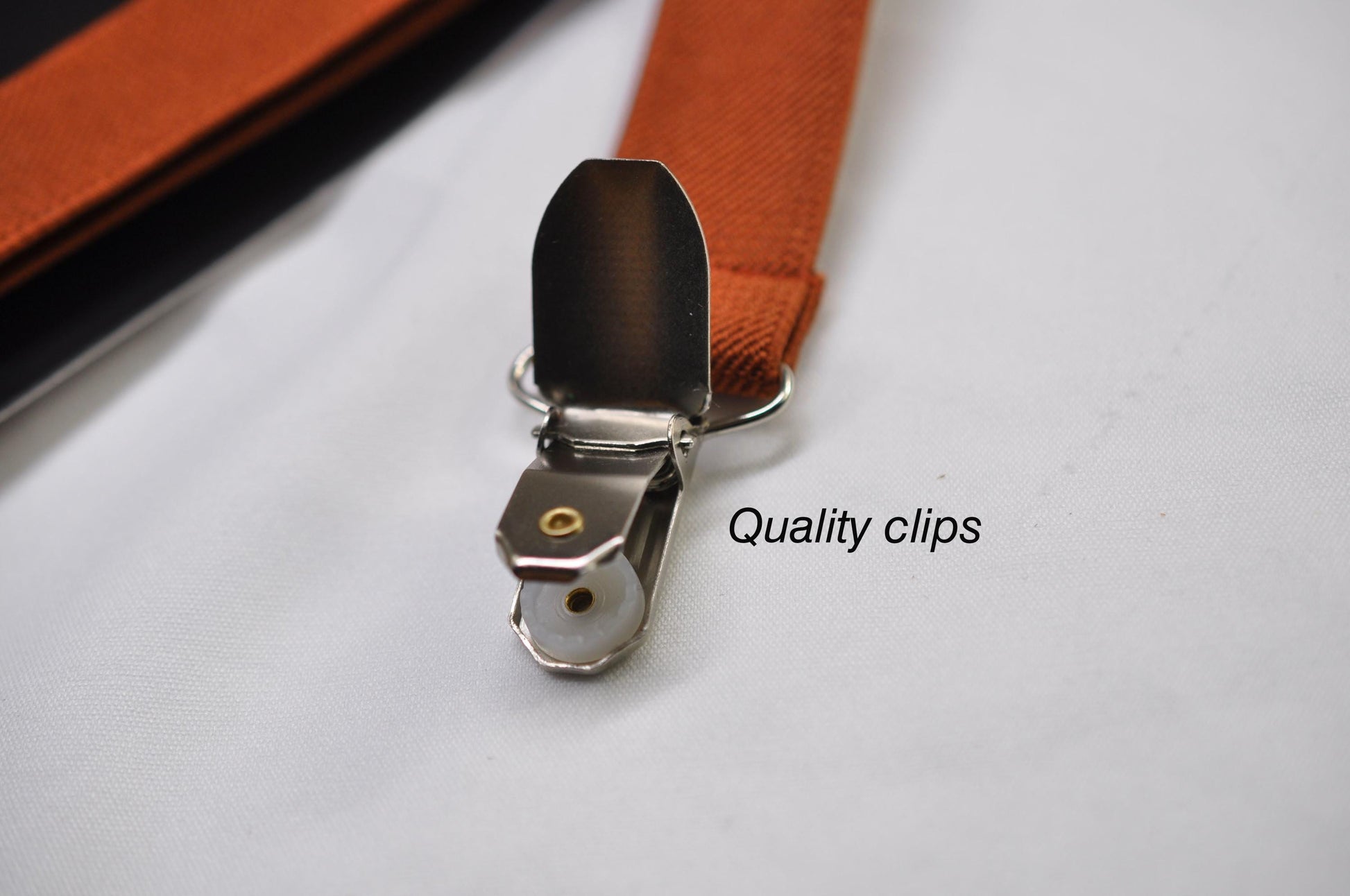 Burnt Orange 25MM Elastic Y-Back Suspenders Braces Quality Silver Clips Men Adult / Youth Teenage/ Kids Boy /Toddler Baby Infant