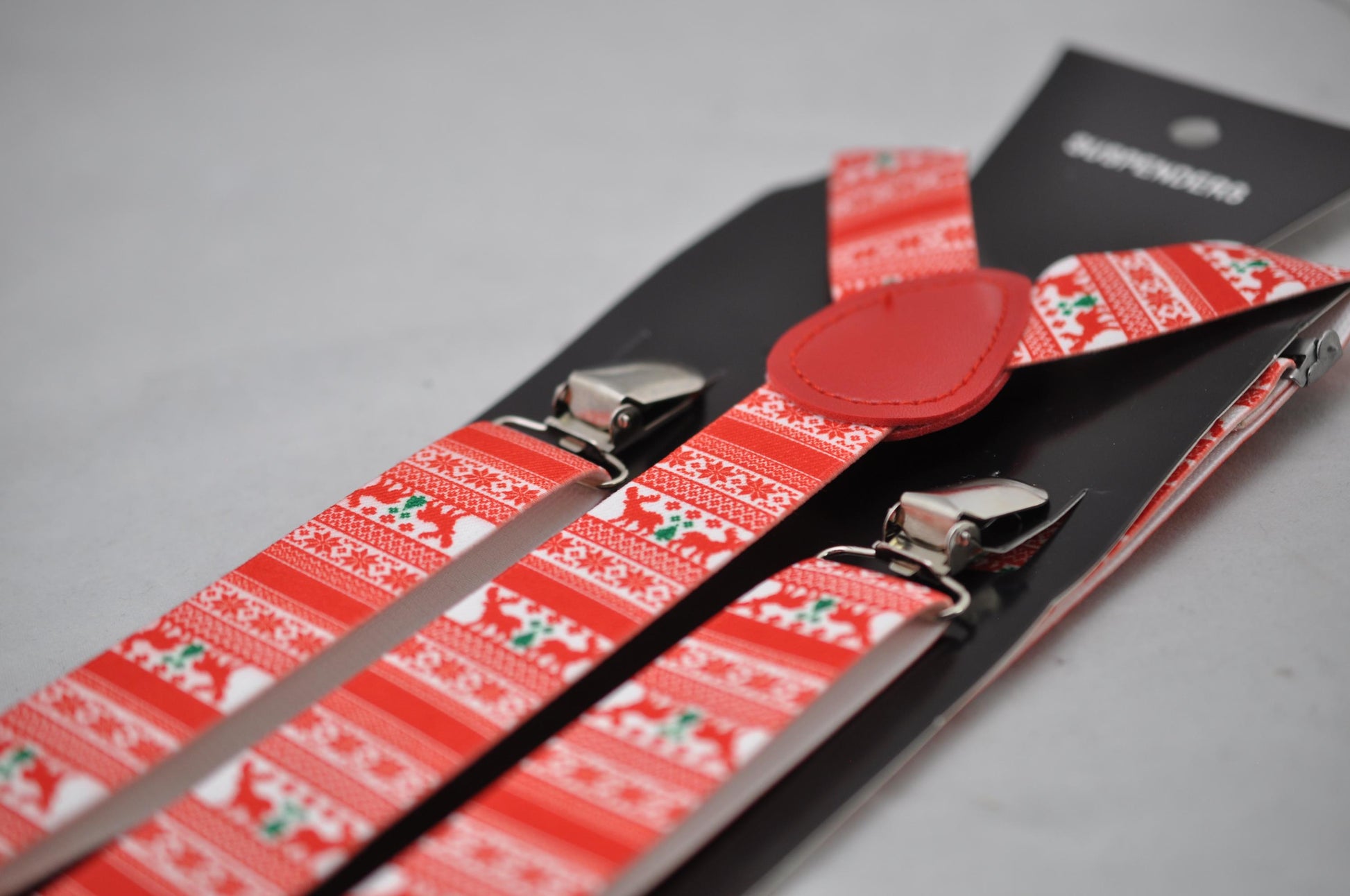 Red White Christmas Xmas Elks Elastic Y-Back Suspenders Braces for Men Adult / Youth Teenage / Kids Boy /Toddler Baby Infant