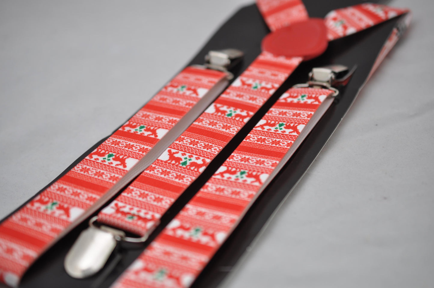 Red White Christmas Xmas Elks Elastic Y-Back Suspenders Braces for Men Adult / Youth Teenage / Kids Boy /Toddler Baby Infant