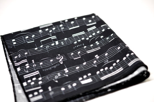 Sheet Music Notes Cotton White Black Pocket Square Hanky Handkerchief for Men / Youth / Boy Kids / Baby Infant Toddler