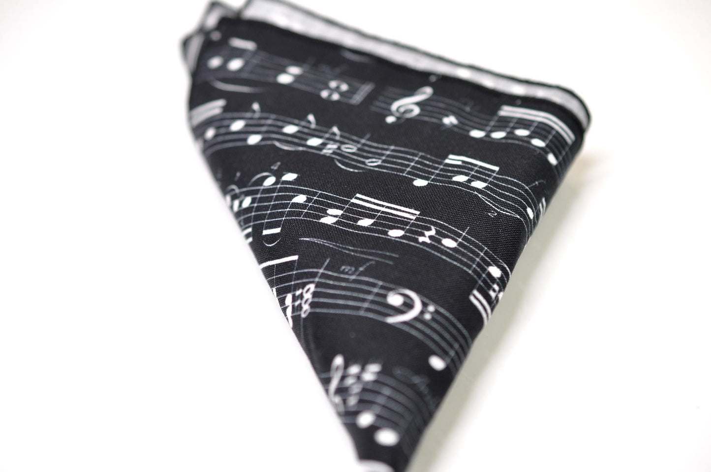 Sheet Music Notes Cotton White Black Pocket Square Hanky Handkerchief for Men / Youth / Boy Kids / Baby Infant Toddler
