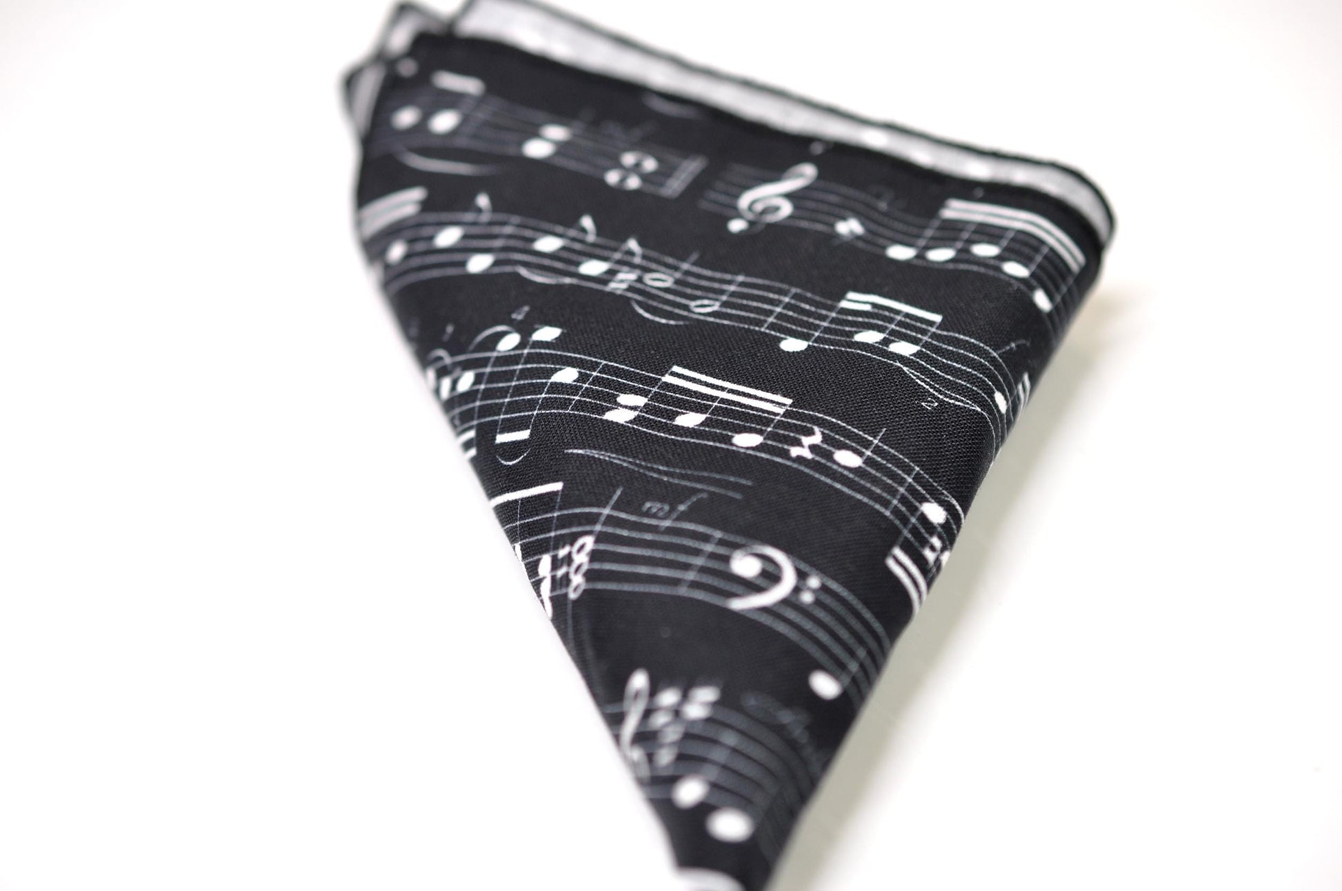 Sheet Music Notes Cotton White Black Pocket Square Hanky Handkerchief for Men / Youth / Boy Kids / Baby Infant Toddler