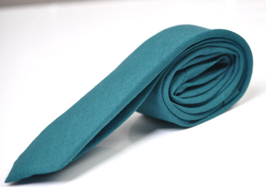Men Women Unisex Turquoise Teal Blue Skinny Linen Hand Made Necktie Neck Tie for Wedding Party Prom