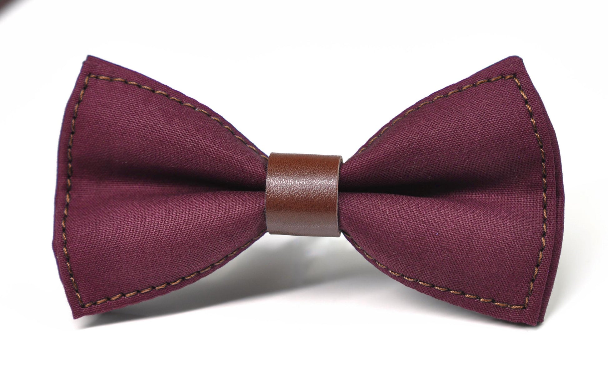 Burgundy Wine Red Brown Faux Leather Bow tie + Matched Faux Leather Suspenders Braces Baby infant Toddler / Boy Kids / Youth Teenage / Men