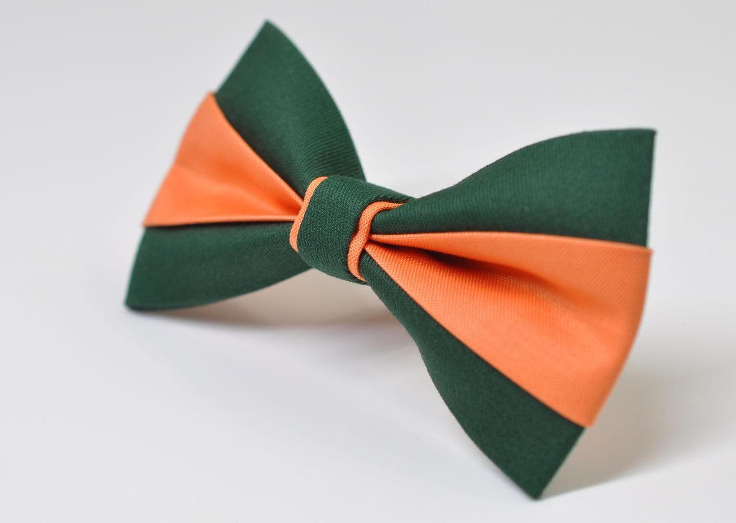 Emerald Green and Coral Orange Bow tie Bowtie + matched pocket Square Hanky Handkerchief Wedding for Men / Youth / Boys Kids / Baby Infant