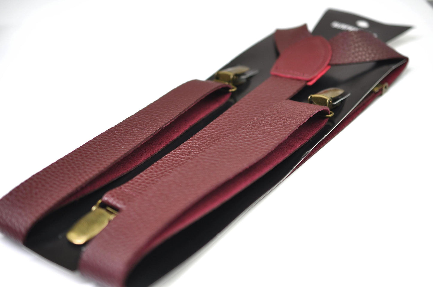 Burgundy Wine Red Brown Faux Leather Bow tie + Matched Faux Leather Suspenders Braces Baby infant Toddler / Boy Kids / Youth Teenage / Men