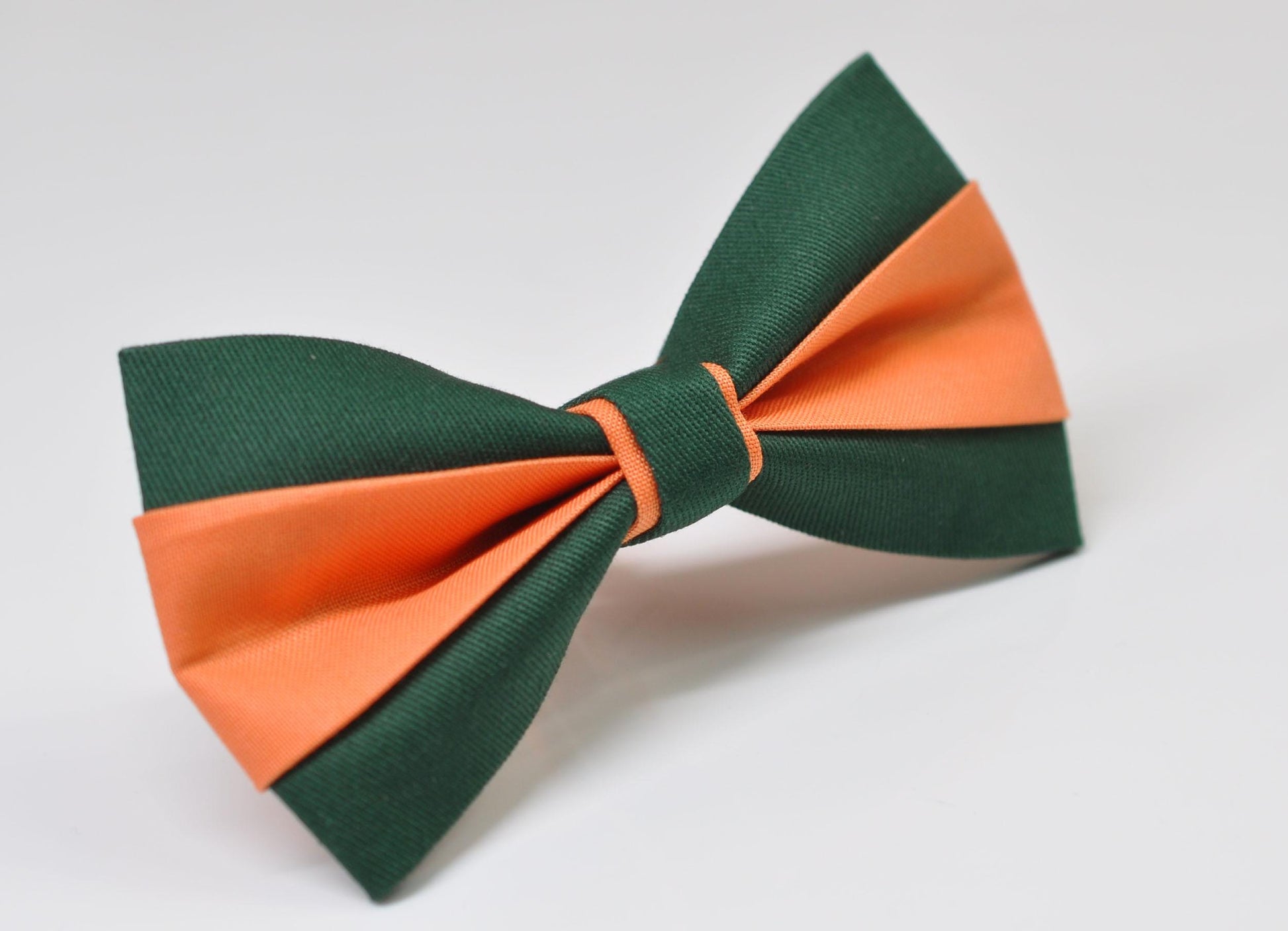 Emerald Green and Coral Orange Bow tie Bowtie + matched pocket Square Hanky Handkerchief Wedding for Men / Youth / Boys Kids / Baby Infant