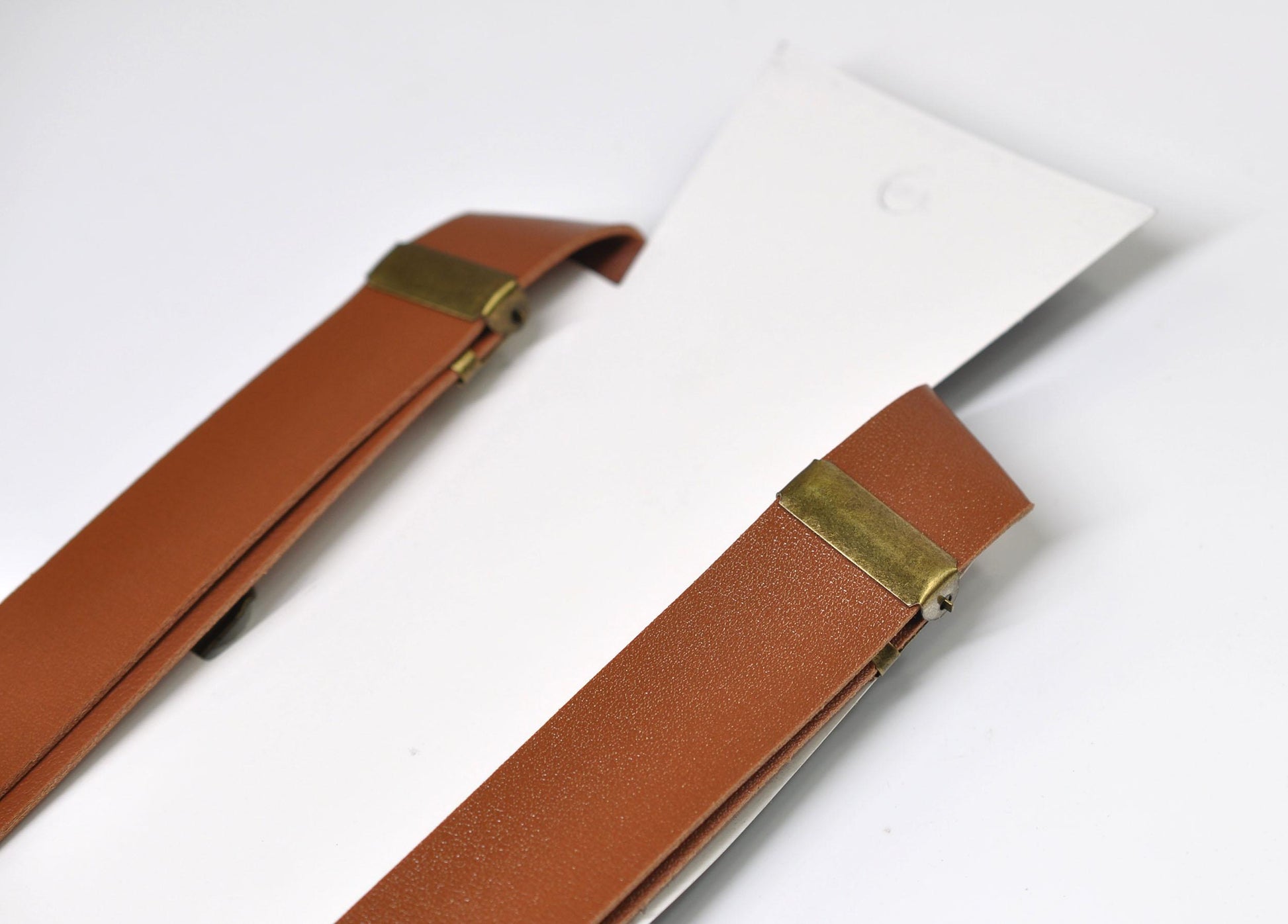 25mm Wide Y-back Tan Brown Faux Leather Adjustable Design Suspenders Braces Bronze Quality Clips