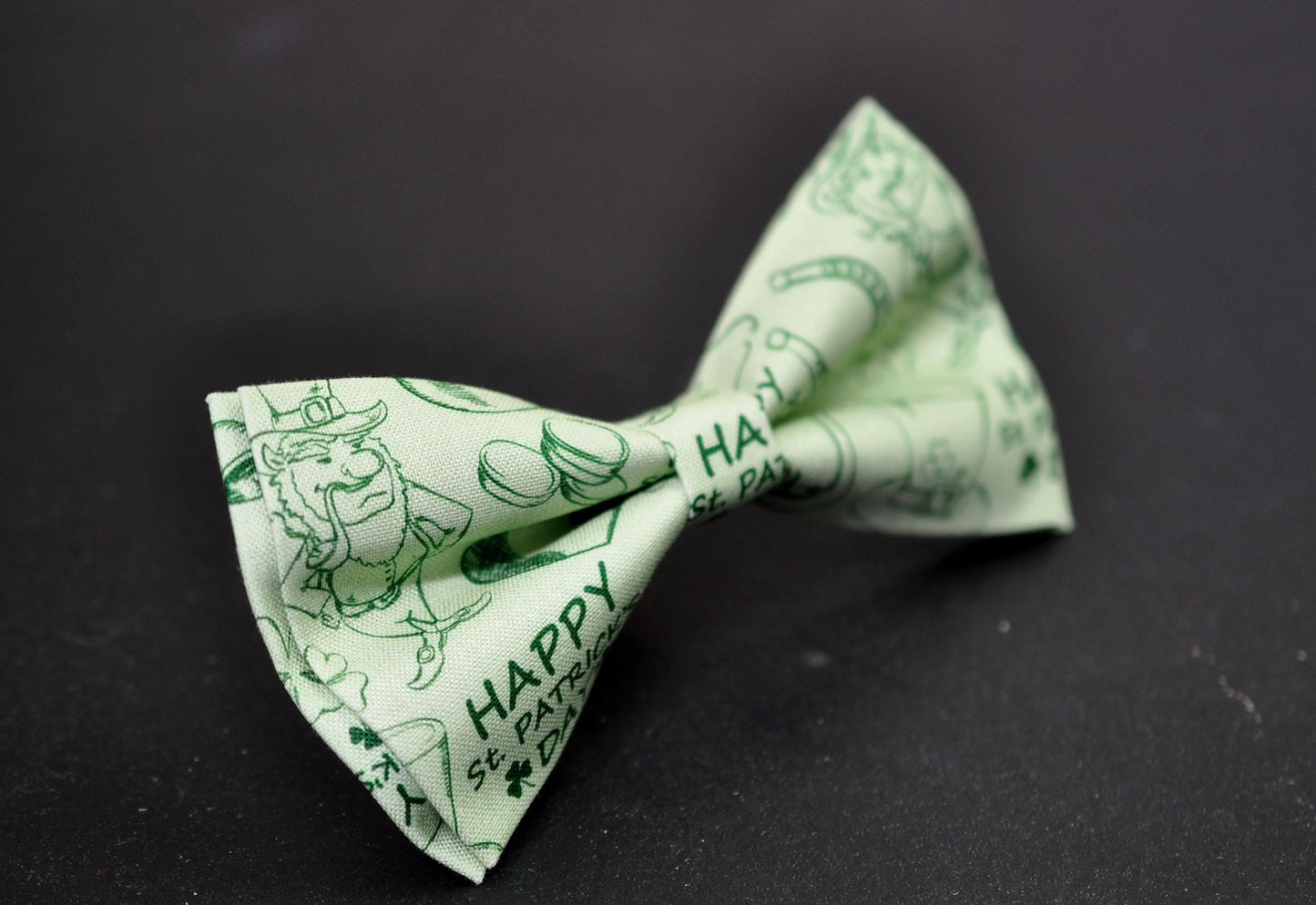 Happy St Patrick’s Day Green Clover Cotton Bow tie Bowtie for Men Adult / Youth Teenage / Boy Kids / Toddler Baby Infant